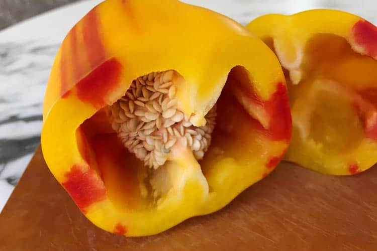 Aloha pepper sliced in half