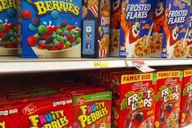 artificial colored kids cereals