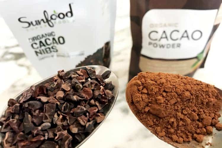 difference between cacao nibs vs cacao powder side-by-side