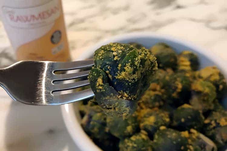 Parmesan purple Brussels on fork