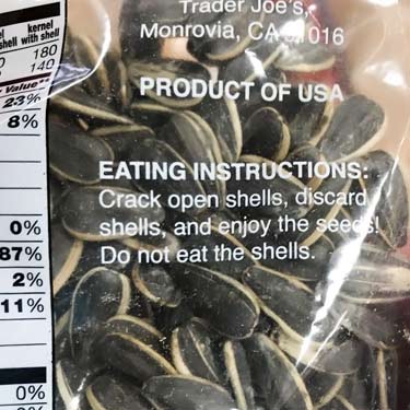 how to eat sunflower seeds according to Trader Joe's