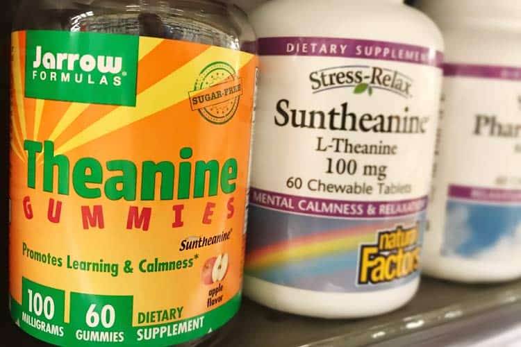 Jarrows Formulas theanine gummies and Stress-Relax Suntheanine chewable tablets