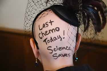 woman on last chemo day