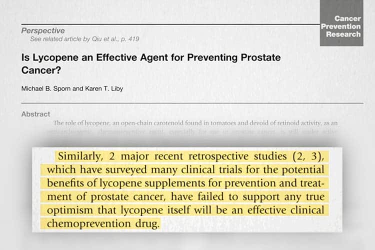 research on lycopene supplements and prostate cancer