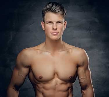 young shirtless male bodybuilder