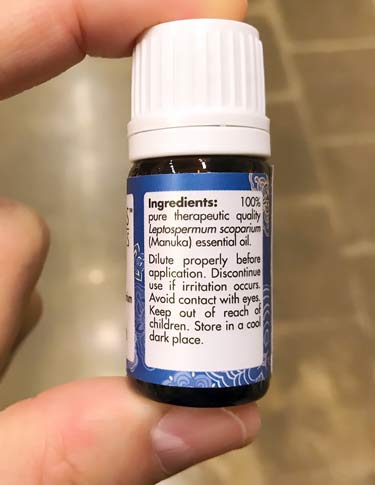 ingredients and instructions for how to use Manuka essential oil