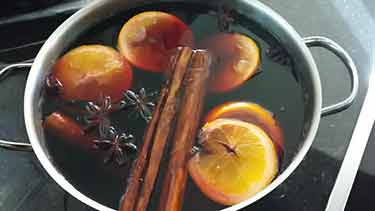 mulled wine in pot on stove