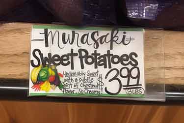 sign with cost of Murasaki potatoes