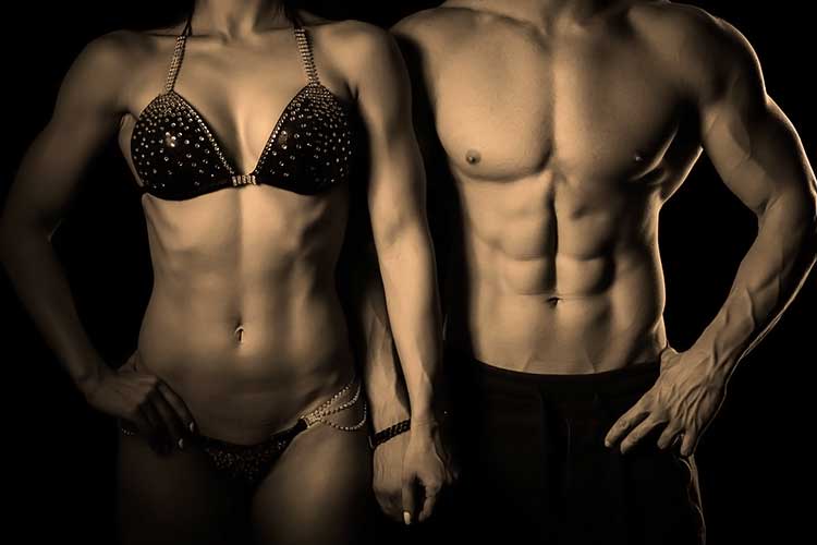 muscular male and female fitness models