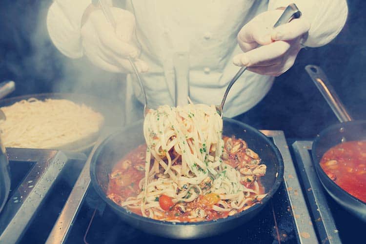 cooking in non-stick pan