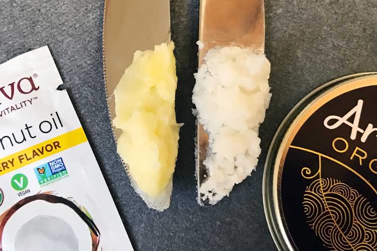 photo of coconut oil and butter side by side