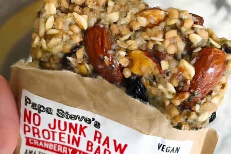 Papa Steve's raw protein bar, cranberry almond flavor