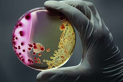 bacteria and fungus in petri dish