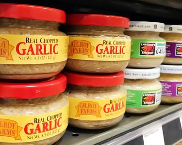 jars of minced and chopped garlic