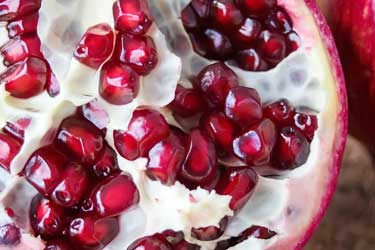 closeup of sliced pomegranate