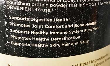 benefits list on bone broth package