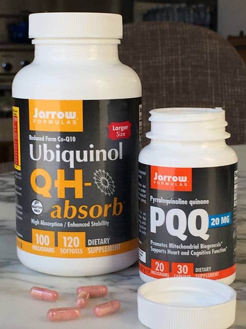 bottles of PQQ and CoQ10, Jarrow Formula brand