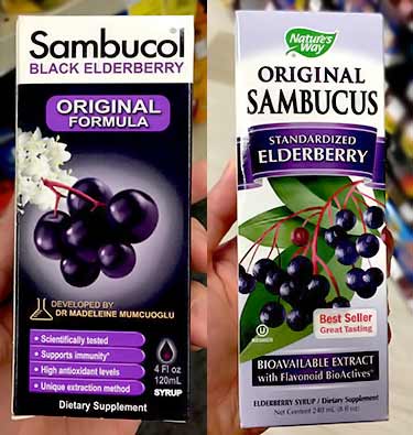 boxes of Sambucol Original Formula and Nature's Way Original Sambucus