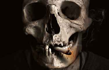 skull smoking cigarette