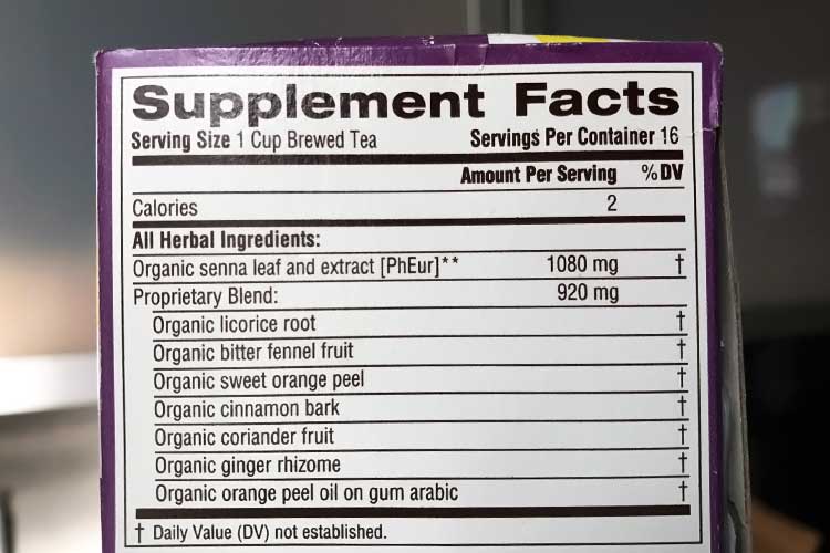 Smooth Move tea ingredients and nutrition facts