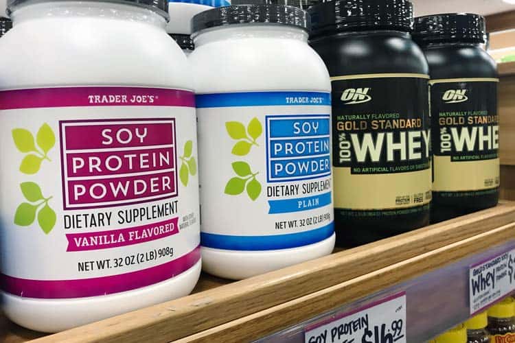 Trader Joe's soy protein powder and Gold Standard whey powder