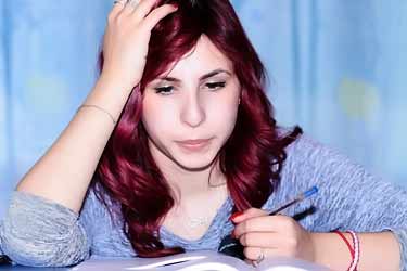 female student studying