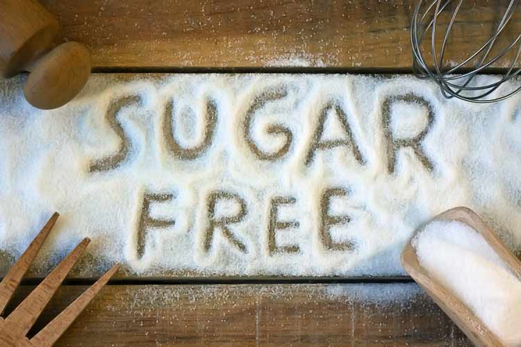 words "sugar free" written in sugar