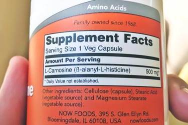 supplement facts label showing stearic acid content