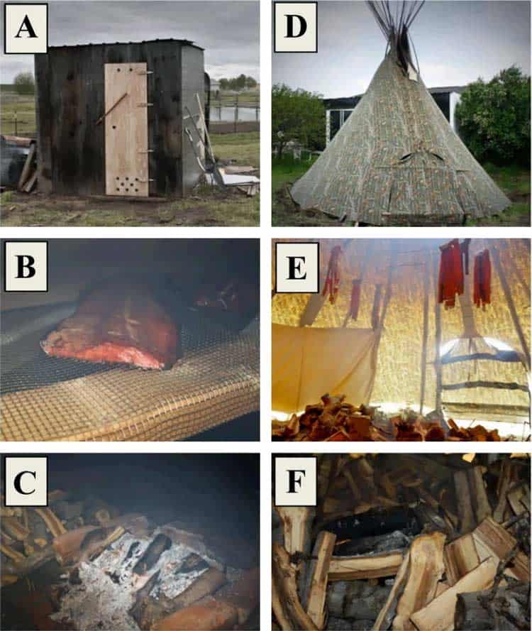 wood smoking shed and tent for making salmon