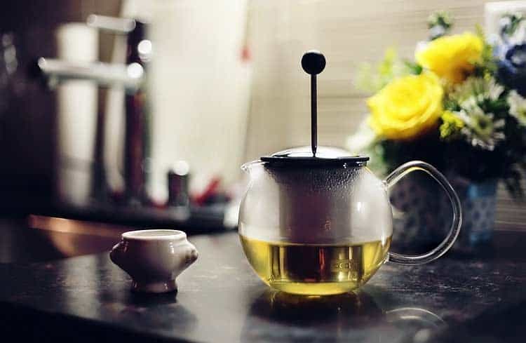 freshly brewed yarrow flower tea