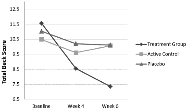 graph showing anise essential oil usage and BECK scores dropping