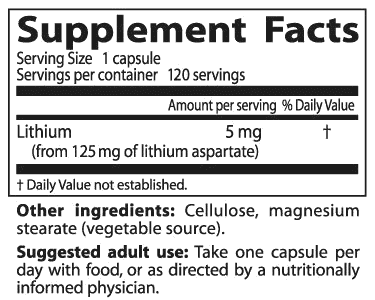 supplement facts for lithium aspartate