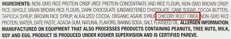 chicory root fiber on label nutrition label