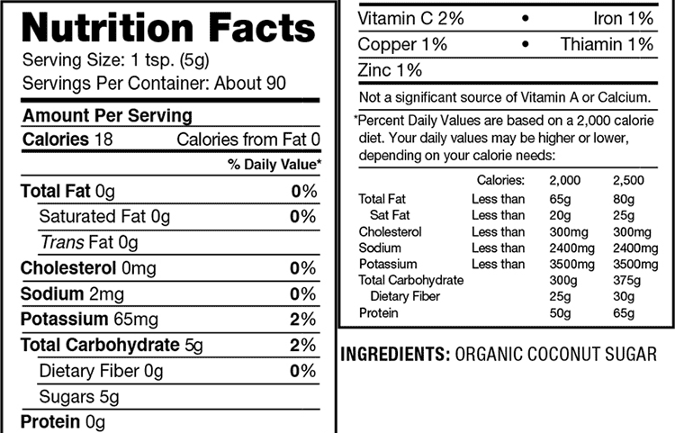 coconut sugar nutrition facts