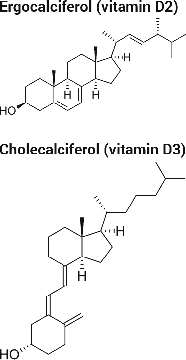 ergocalciferol and cholecalciferol chemical structures