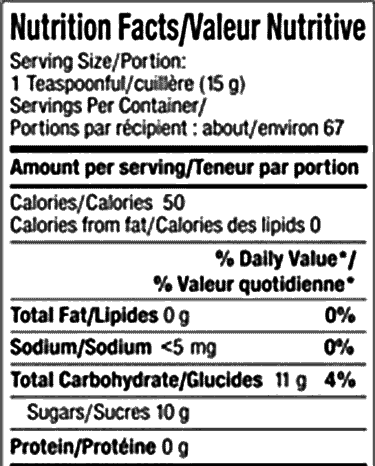 Dabur nutrition facts label