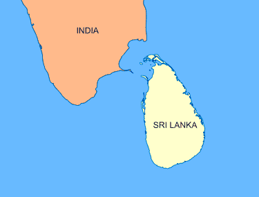 map of India and Sri Lanka