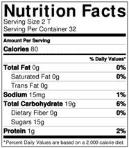 tart chery juice concentrate nutrition facts