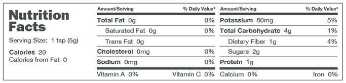 maca powder nutritional facts label