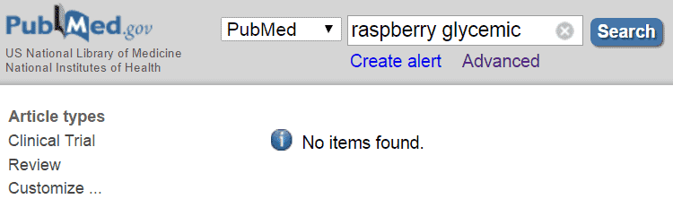 raspberry glycemic results on PubMed