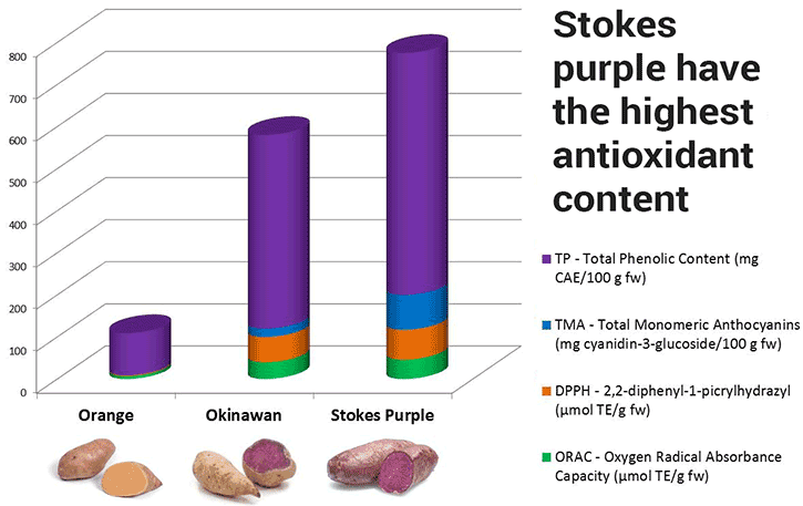 nutrition of Stokes vs. Okinawan vs. orange potatoes